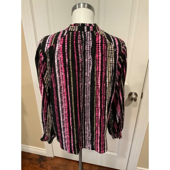 Maeve Black & Pink Polka Dot V-Neck Blouse, Size M - Picture 4 of 5